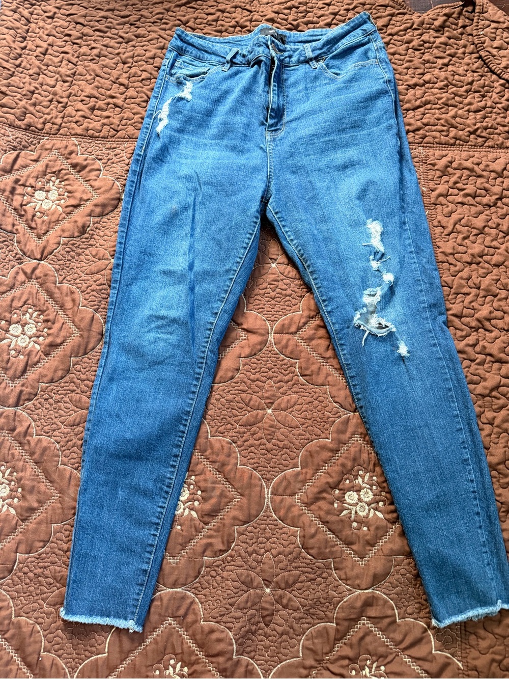 Forever 21 Light Blue Distressed Skinny Jeans